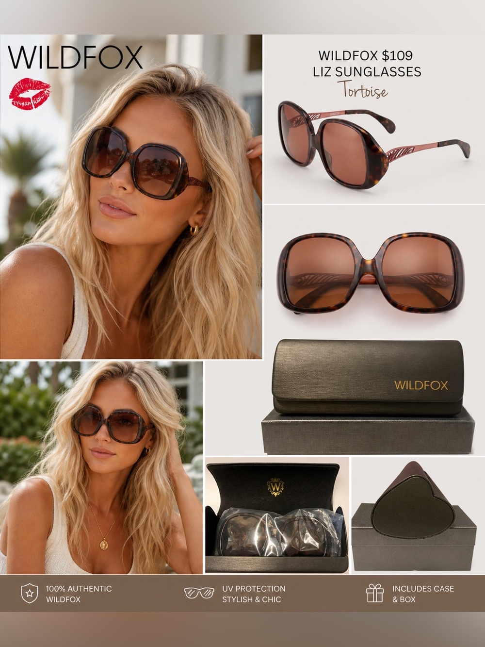 NWT Wildfox $109 Liz Sunglasses | Tortoise